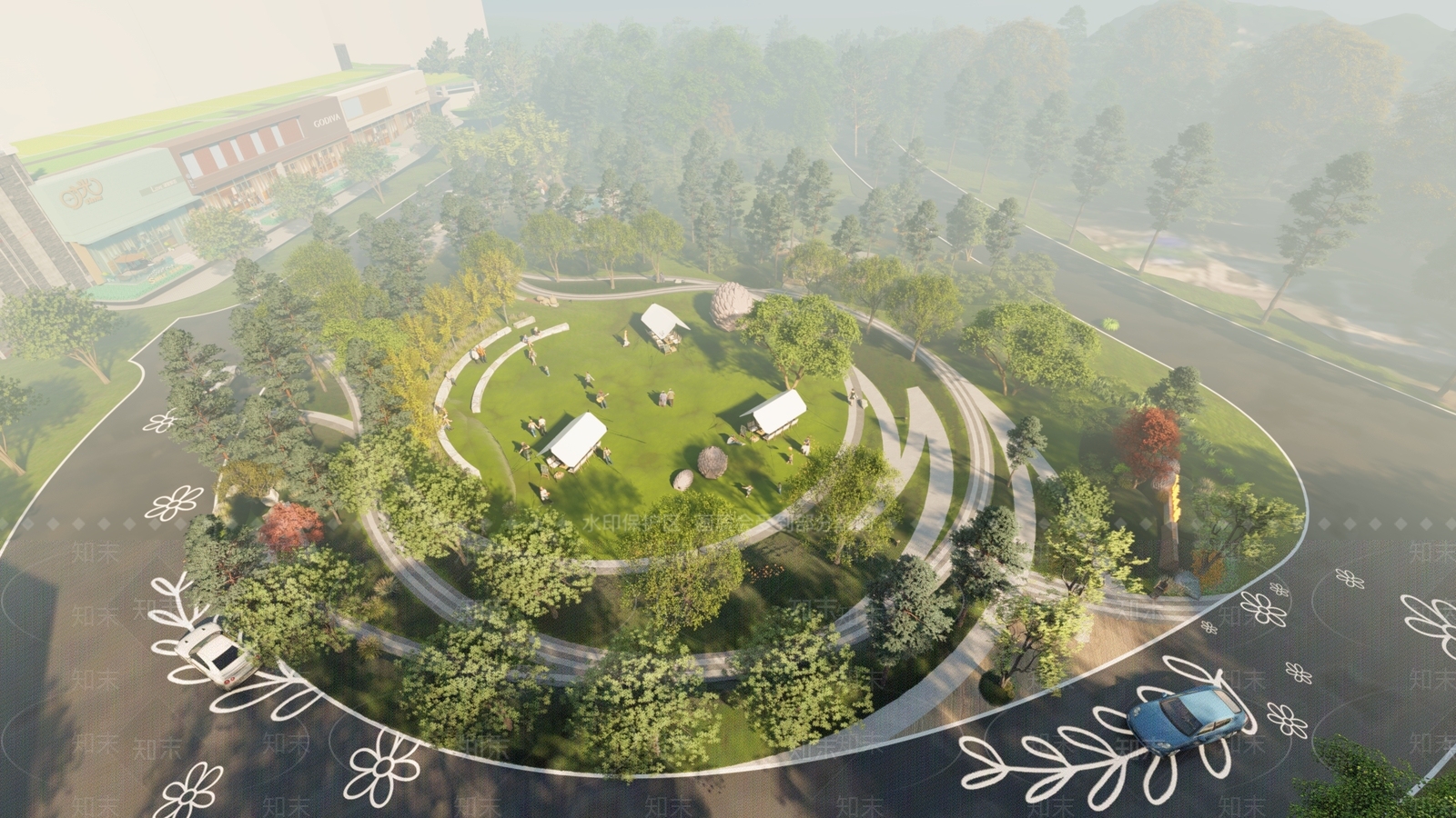 现代景观公园SU模型下载【ID:1200839844】