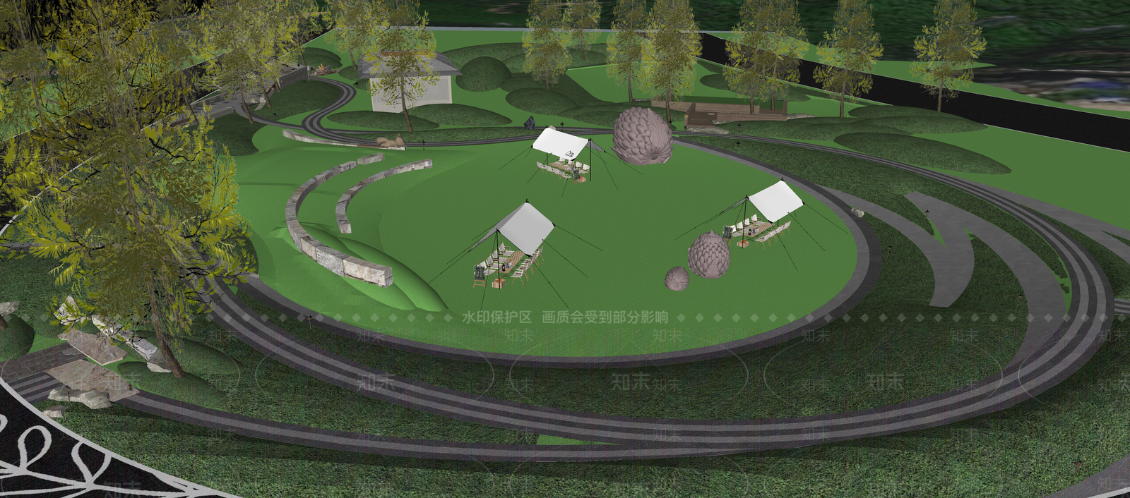 现代景观公园SU模型下载【ID:1200839844】