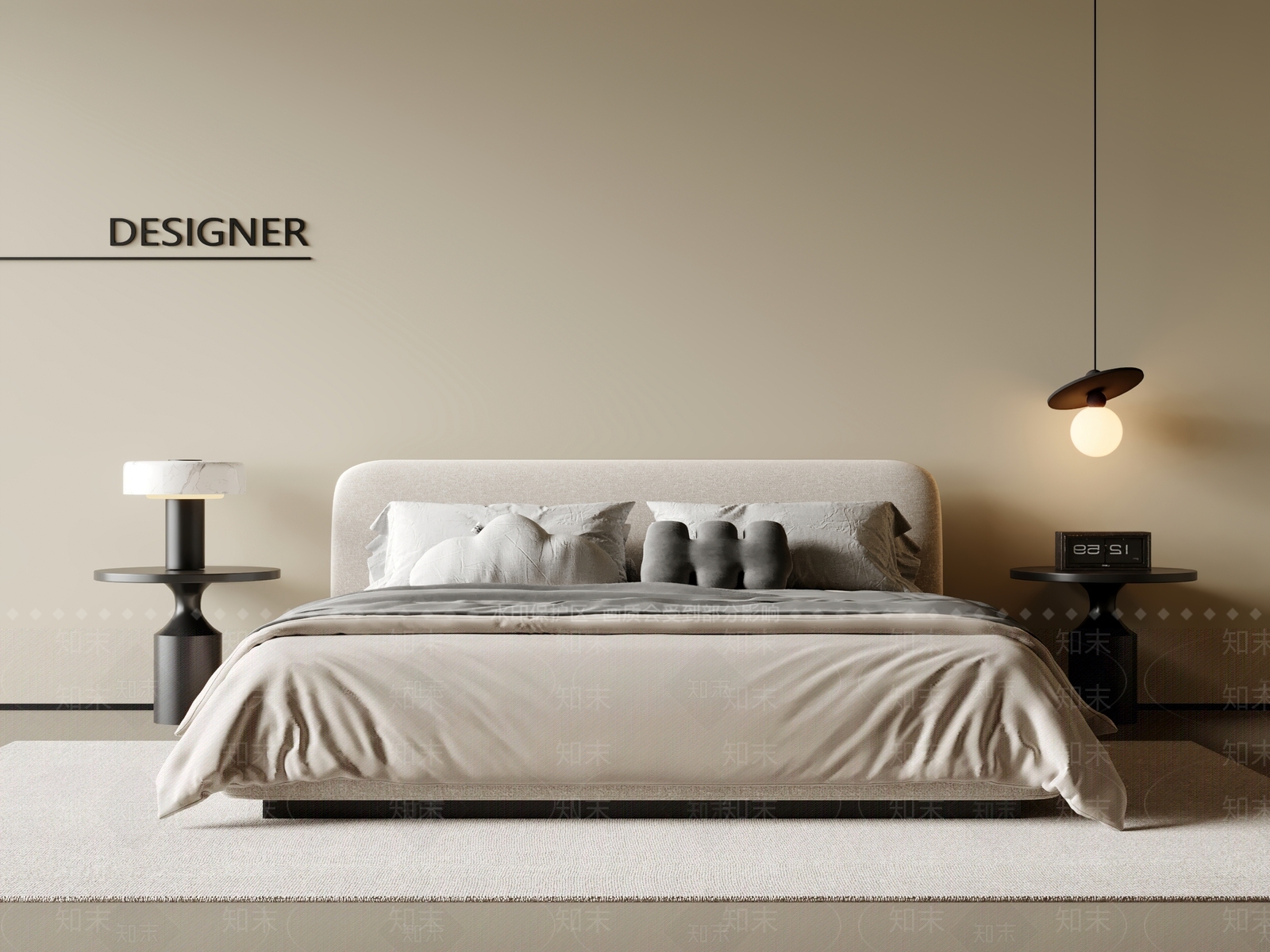 现代中古双人床3D模型下载【ID:1200840720】