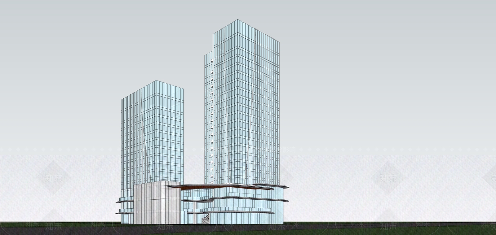 现代商场建筑SU模型下载【ID:1200841344】