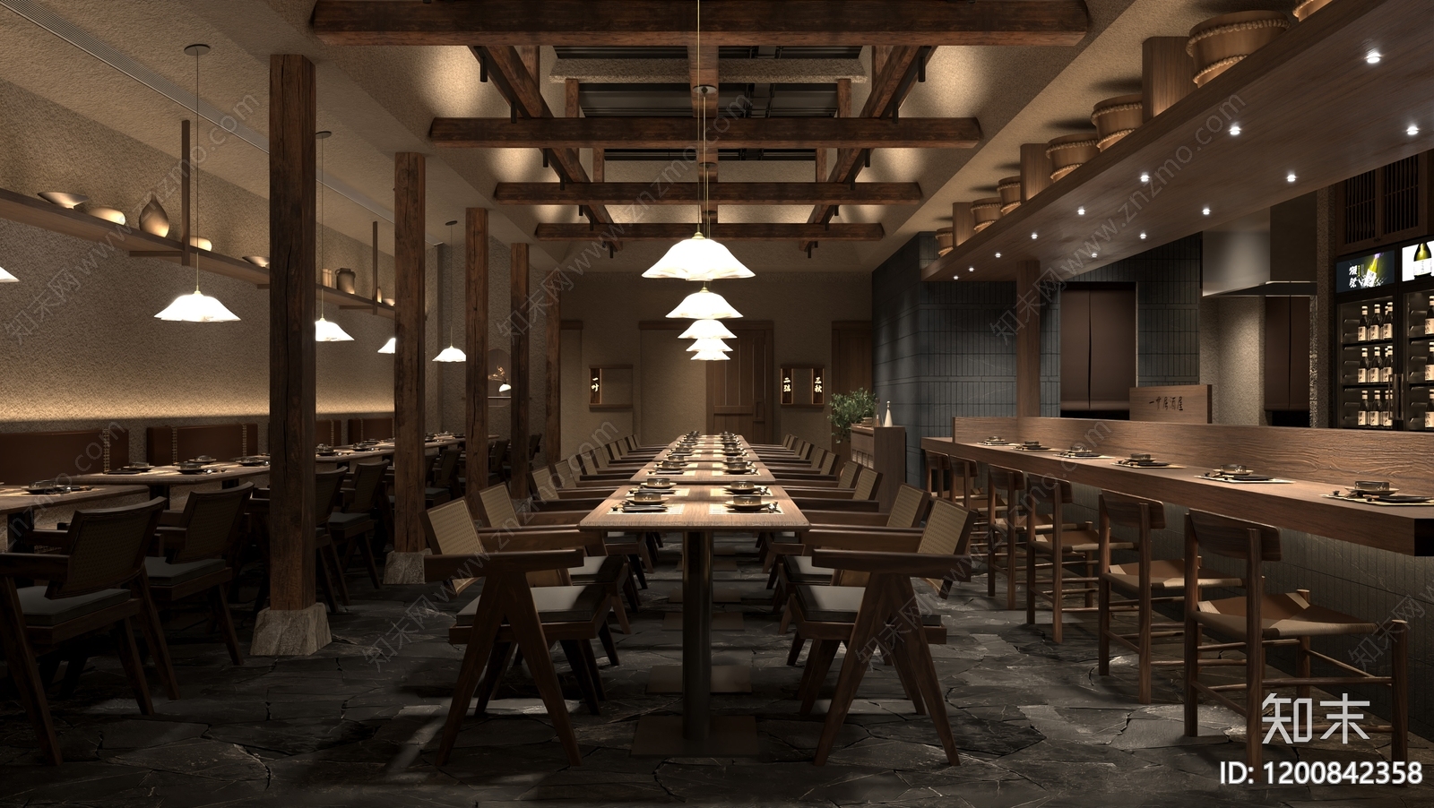 现代日料店SU模型下载【ID:1200842358】