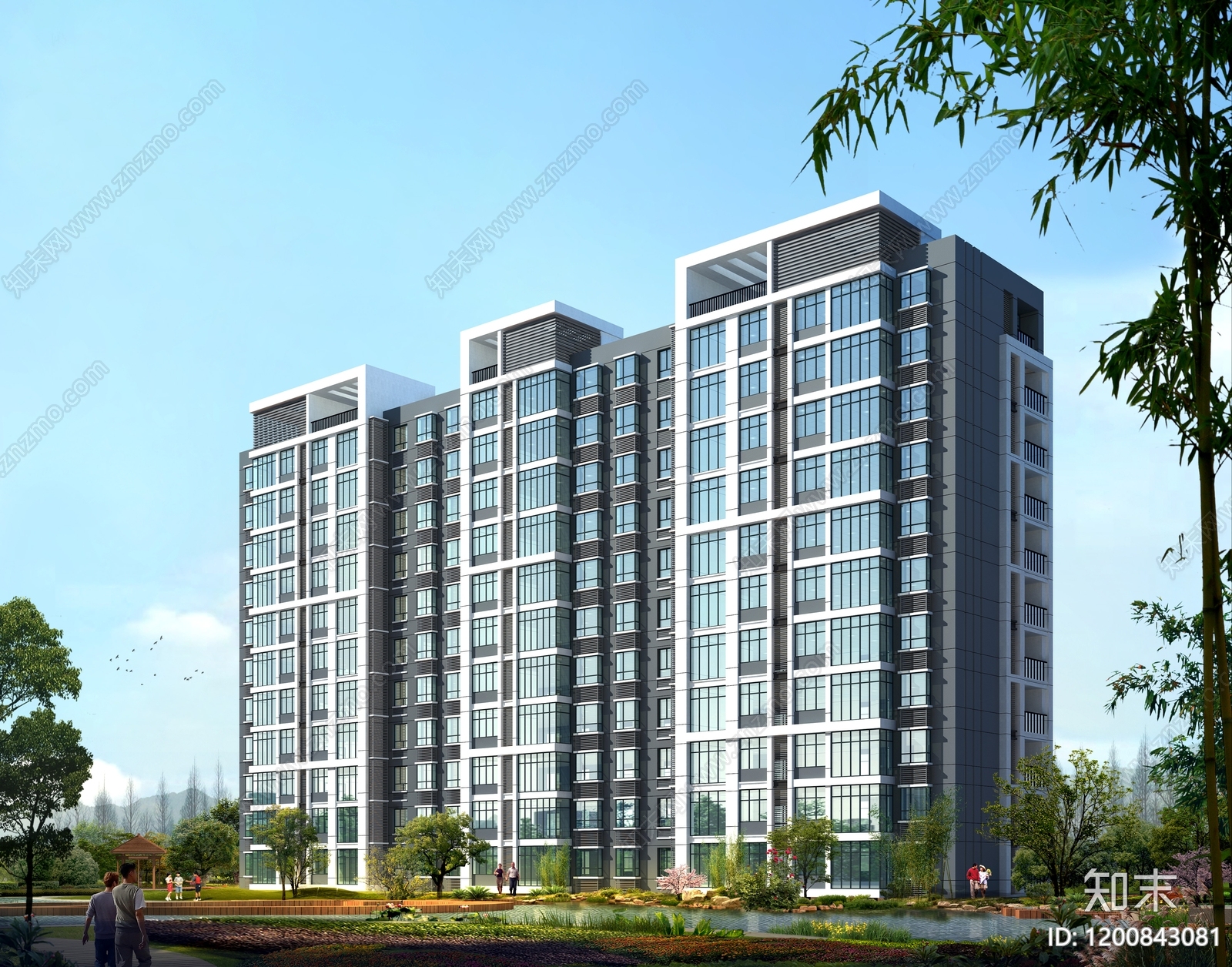 现代新中式住宅楼建筑施工图下载【ID:1200843081】