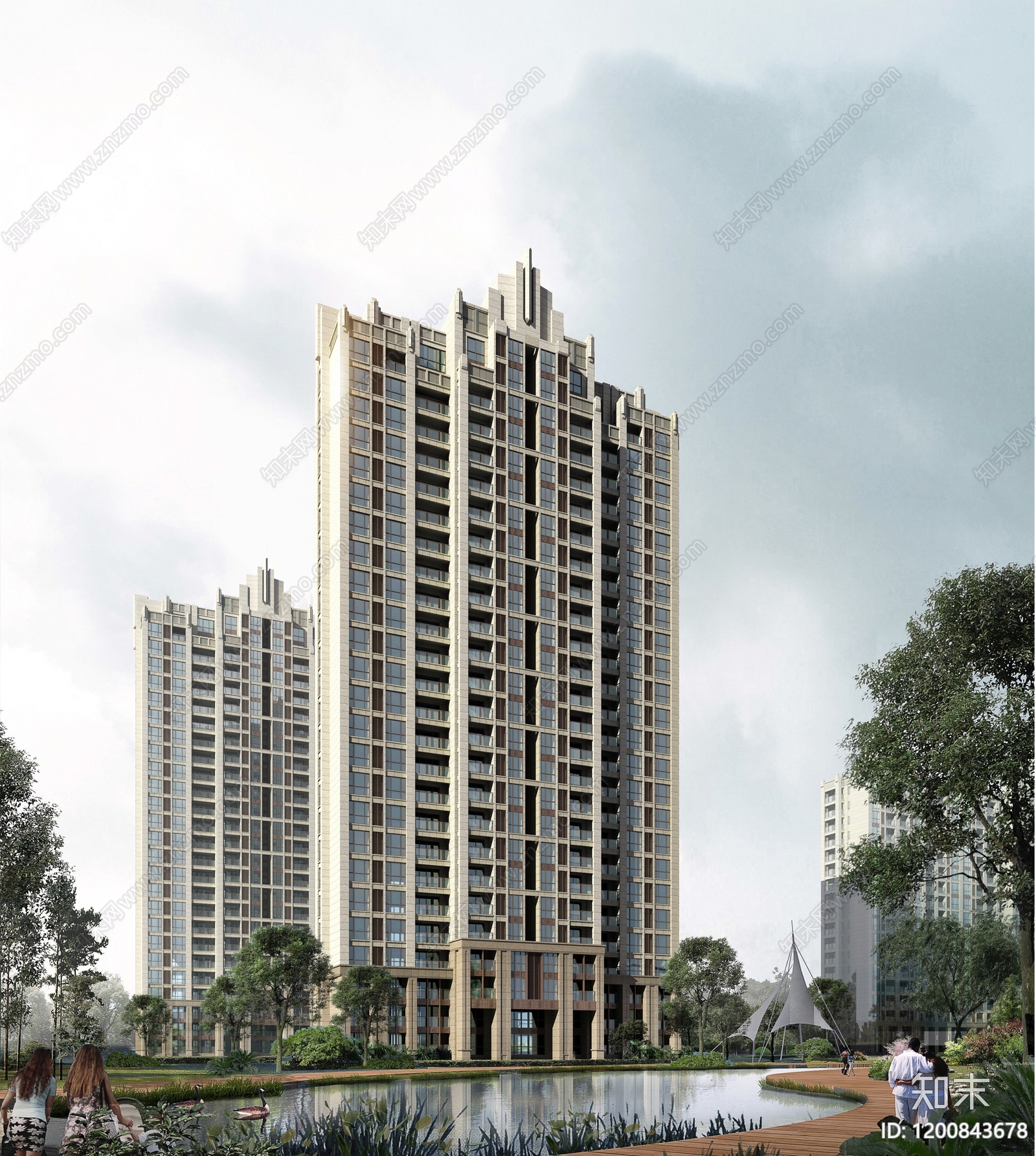 现代新中式办公楼建筑施工图下载【ID:1200843678】
