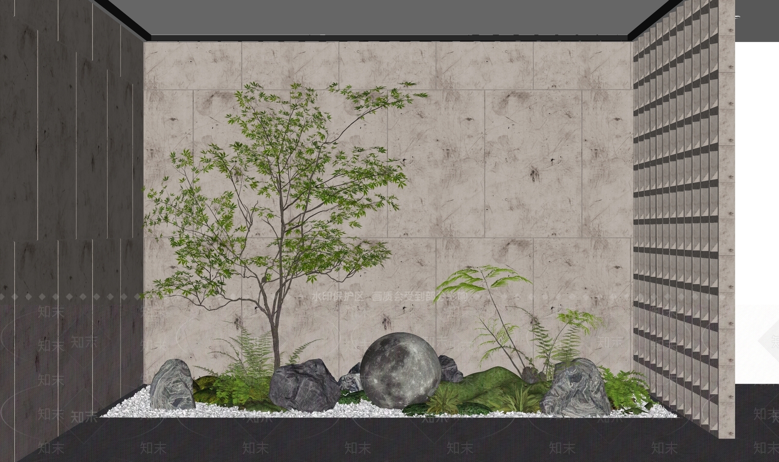 现代日式室内景观SU模型下载【ID:1200847458】