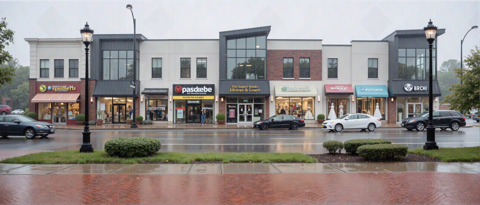 现代美式街道外景贴图下载【ID:1200848080】