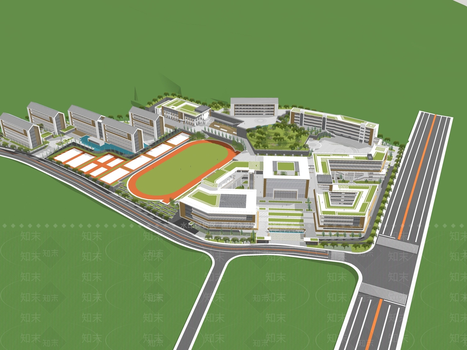 现代简约学校建筑SU模型下载【ID:1200848230】