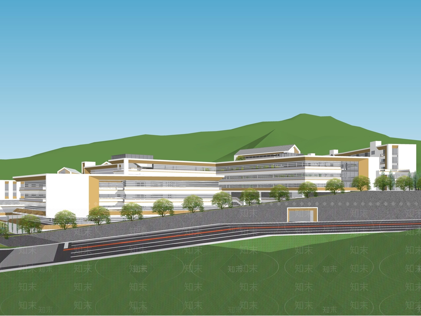 现代简约学校建筑SU模型下载【ID:1200848230】