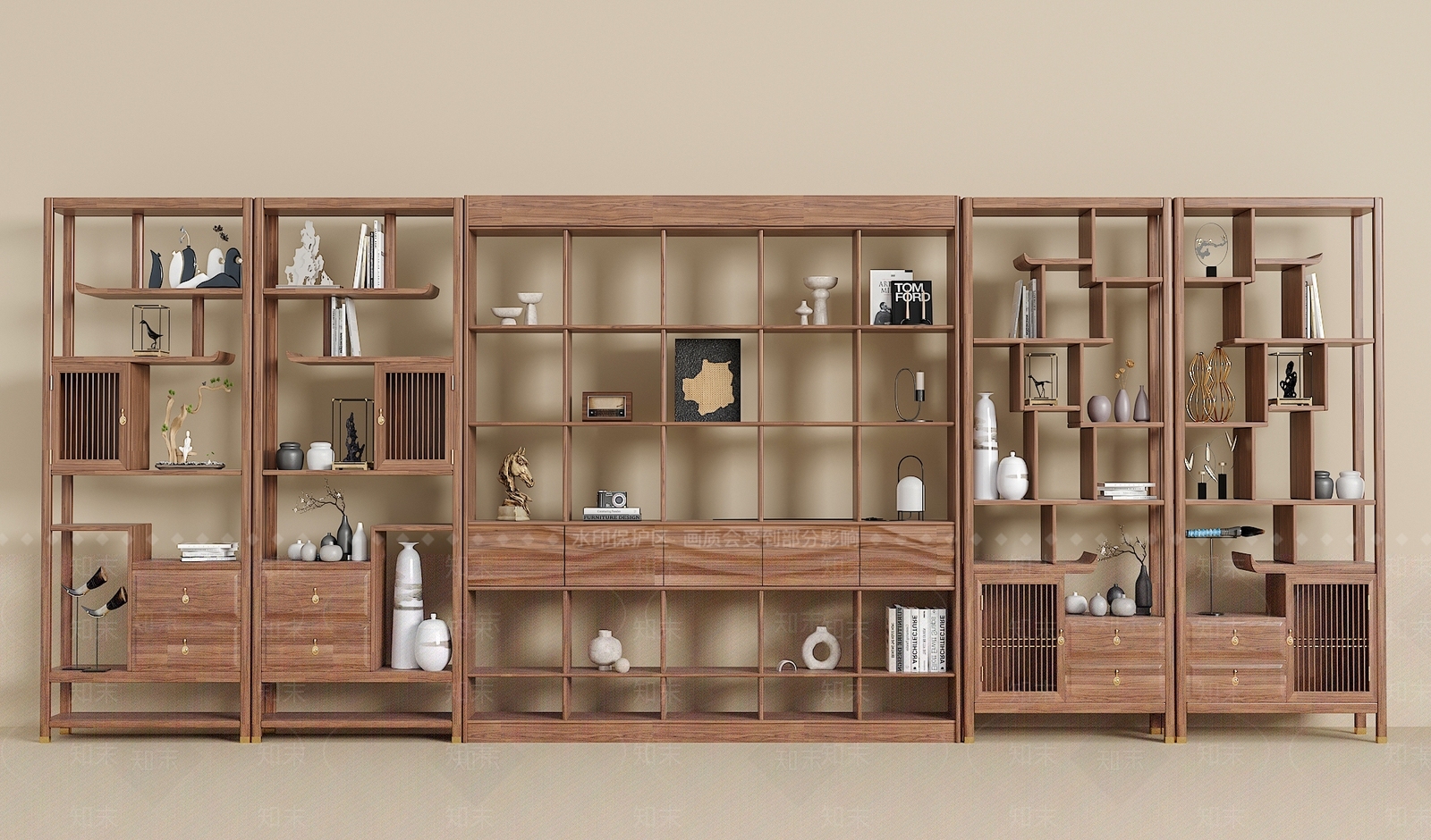 新中式极简博古架SU模型下载【ID:1200848426】