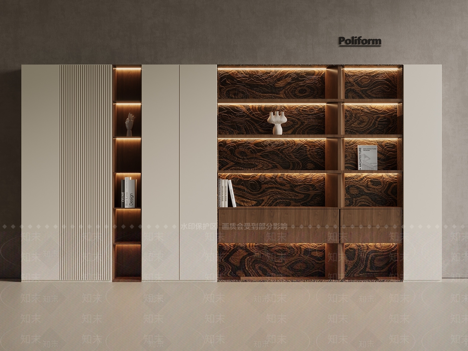 新中式中式书柜3D模型下载【ID:1200848930】