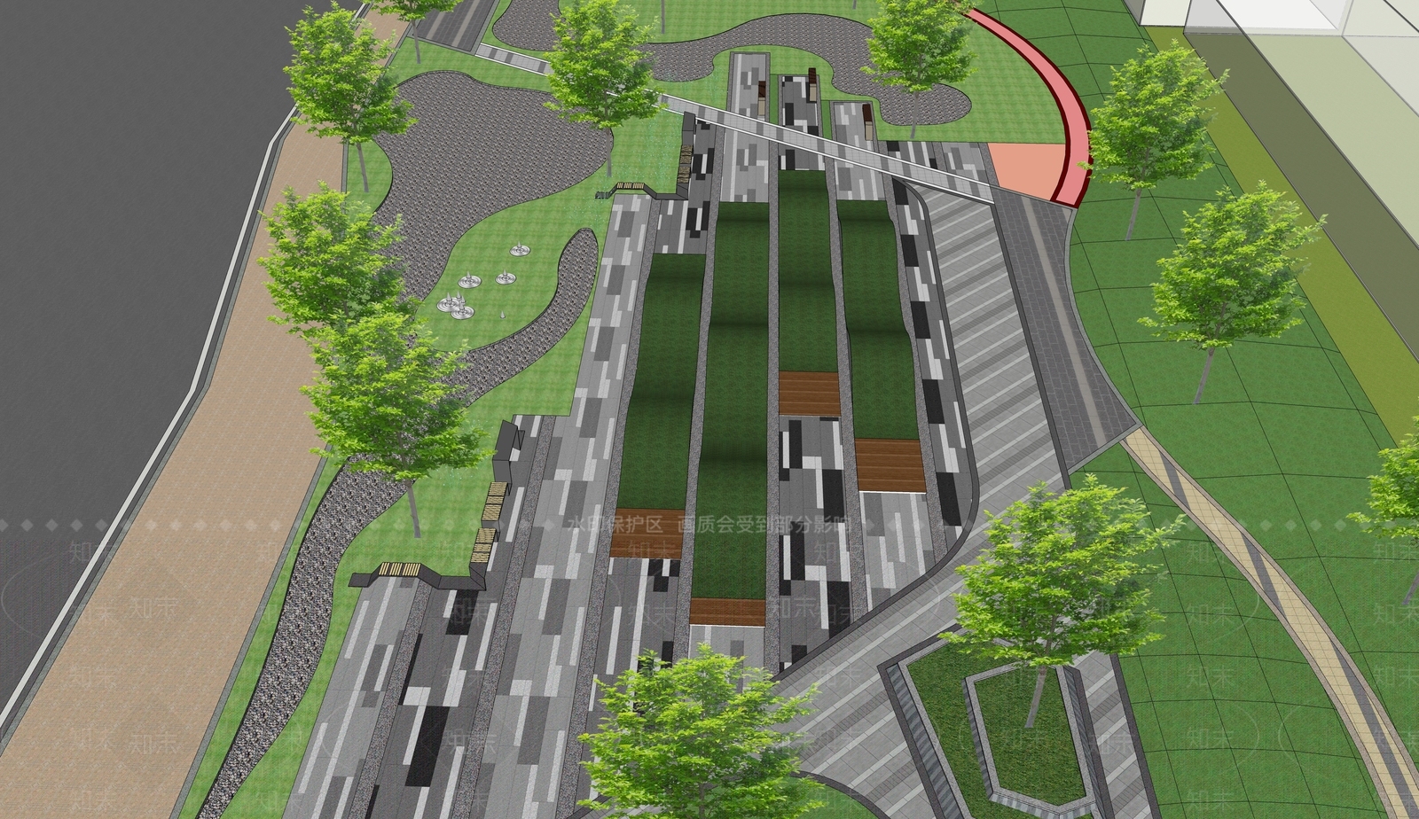 现代景观公园SU模型下载【ID:1200854385】