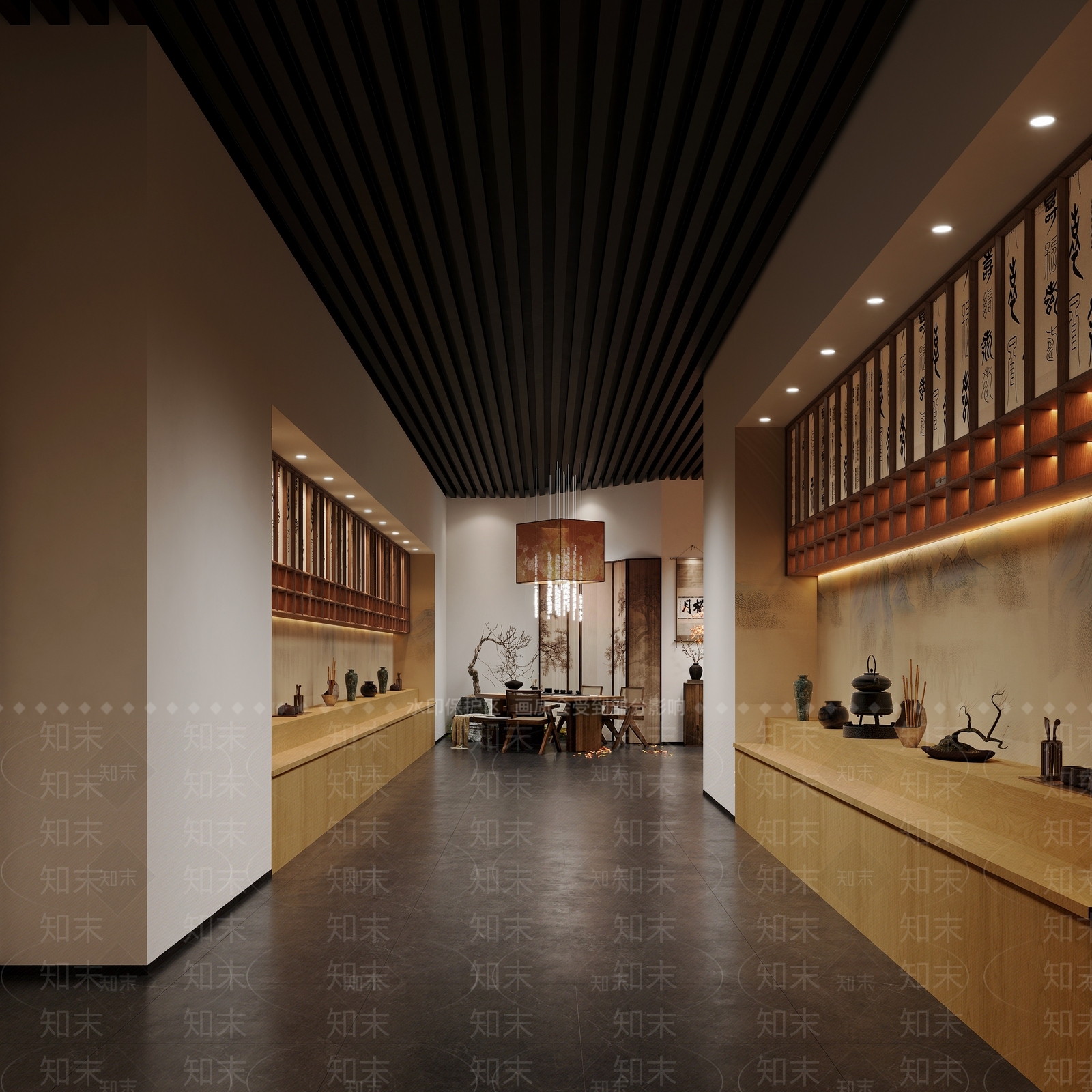 新中式中式茶室3D模型下载【ID:1200849362】