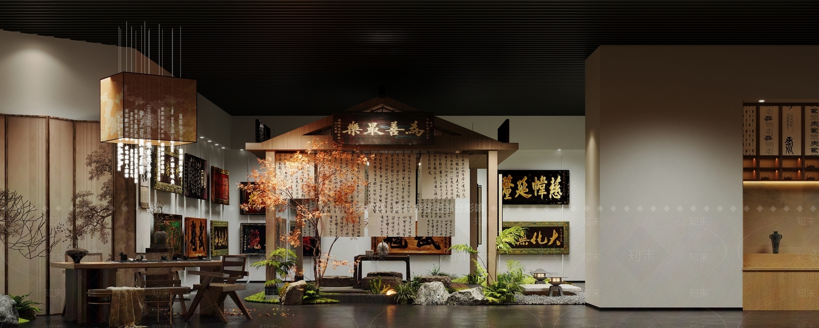 新中式中式茶室3D模型下载【ID:1200849362】