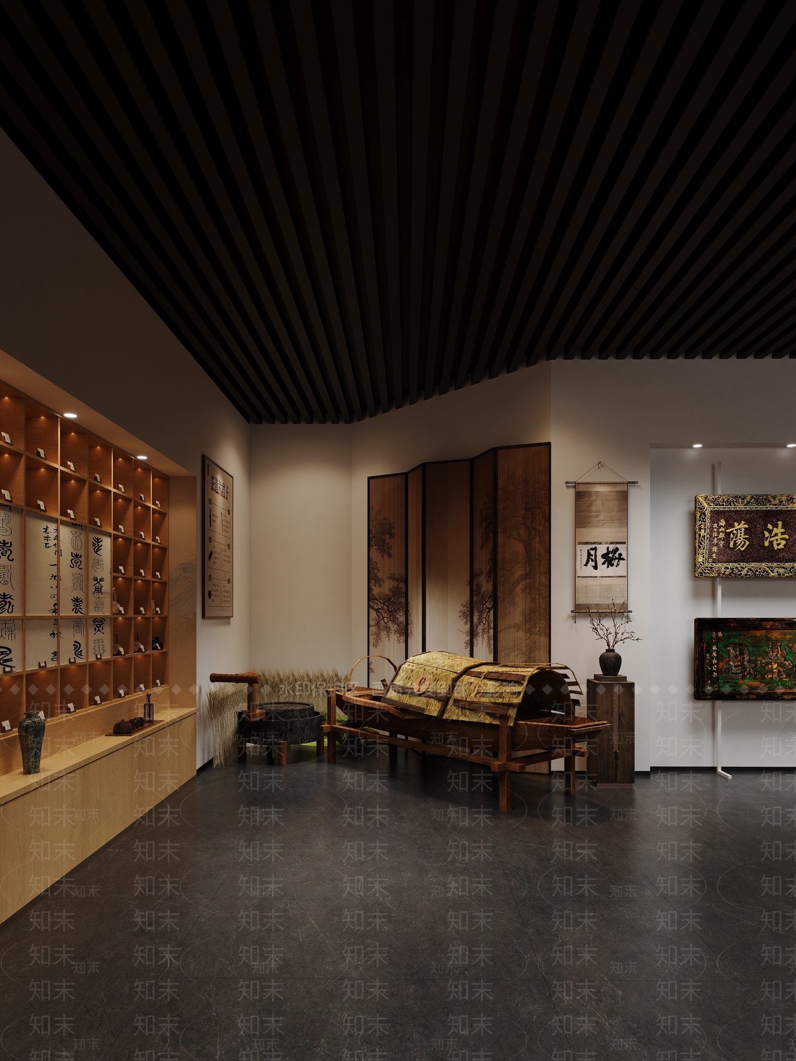 新中式中式茶室3D模型下载【ID:1200849792】