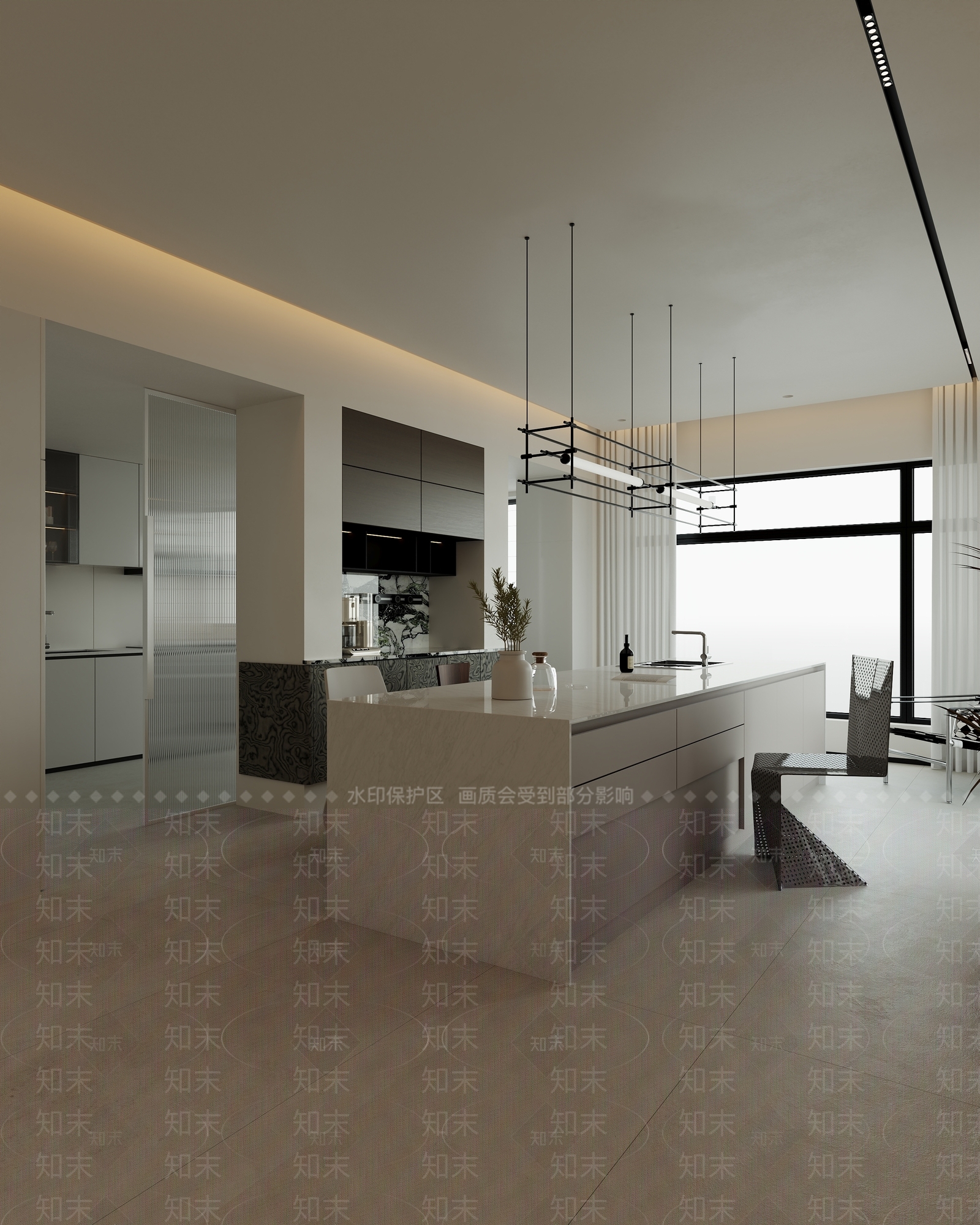 现代简约大平层客餐厅3D模型下载【ID:1200849836】