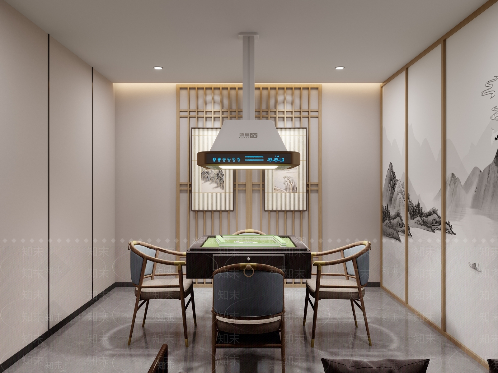 现代新中式棋牌室3D模型下载【ID:1200850658】