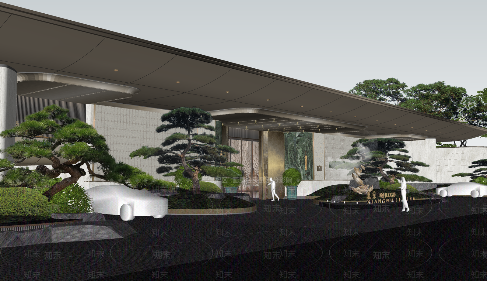 现代轻奢住宅区景观SU模型下载【ID:1200852047】