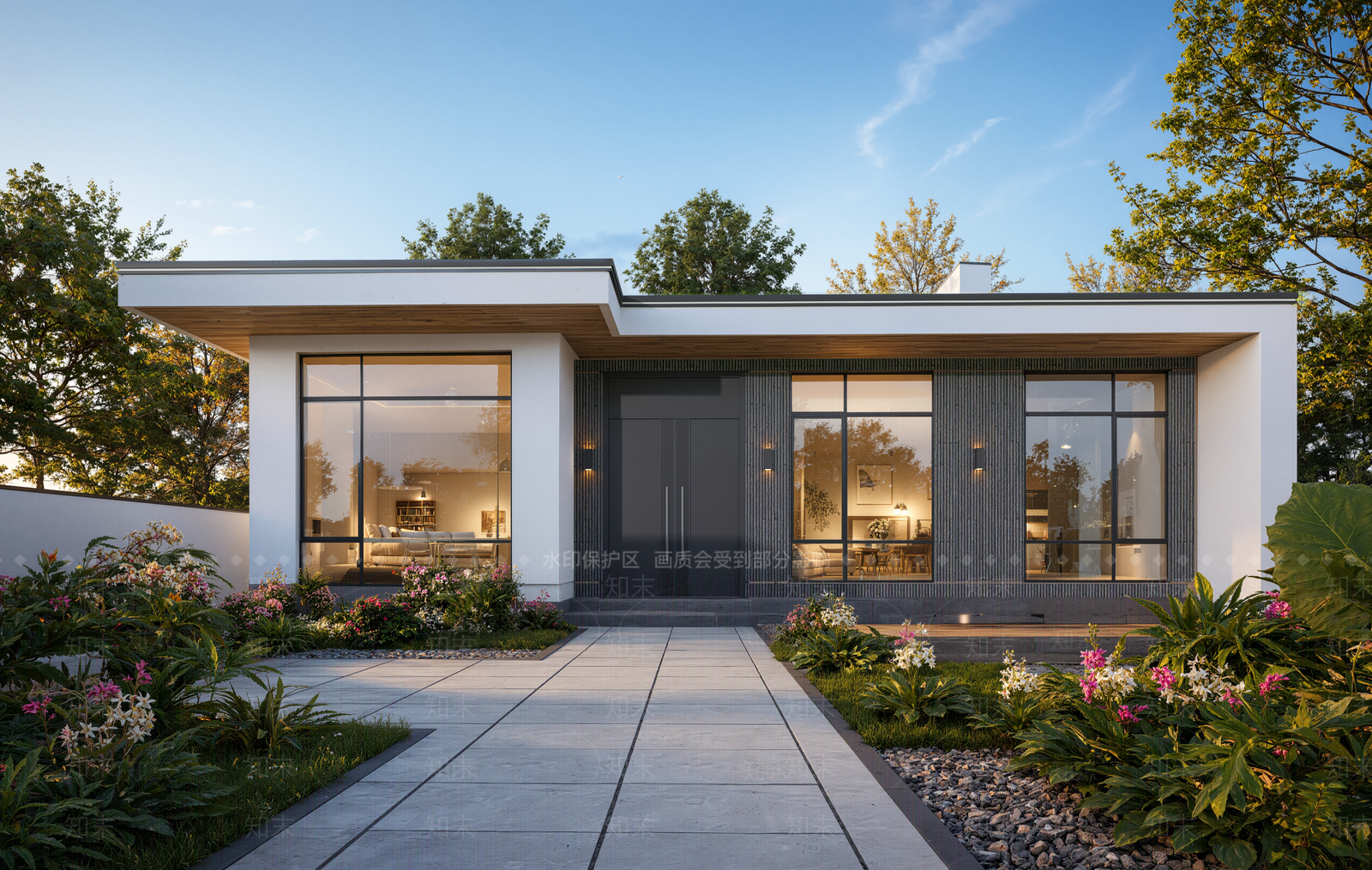 现代独栋别墅SU模型下载【ID:1200855058】