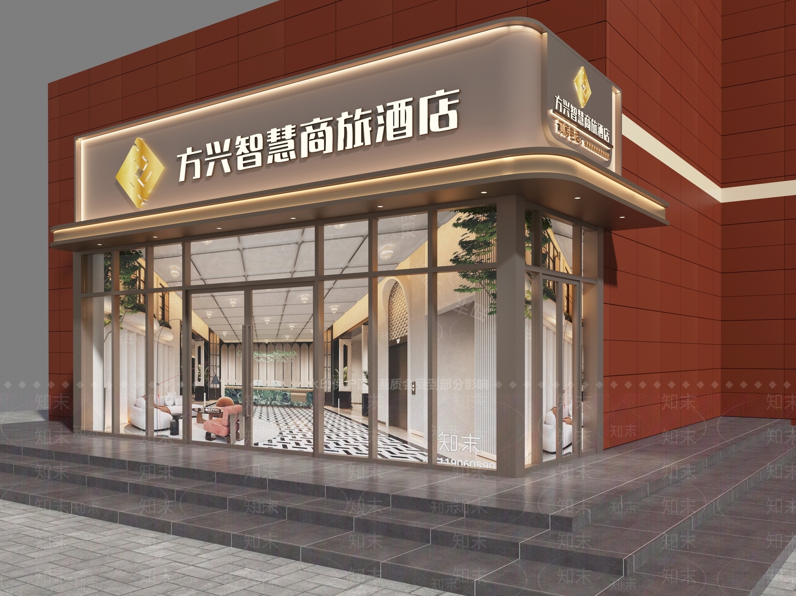 现代轻奢酒店3D模型下载【ID:1200856801】