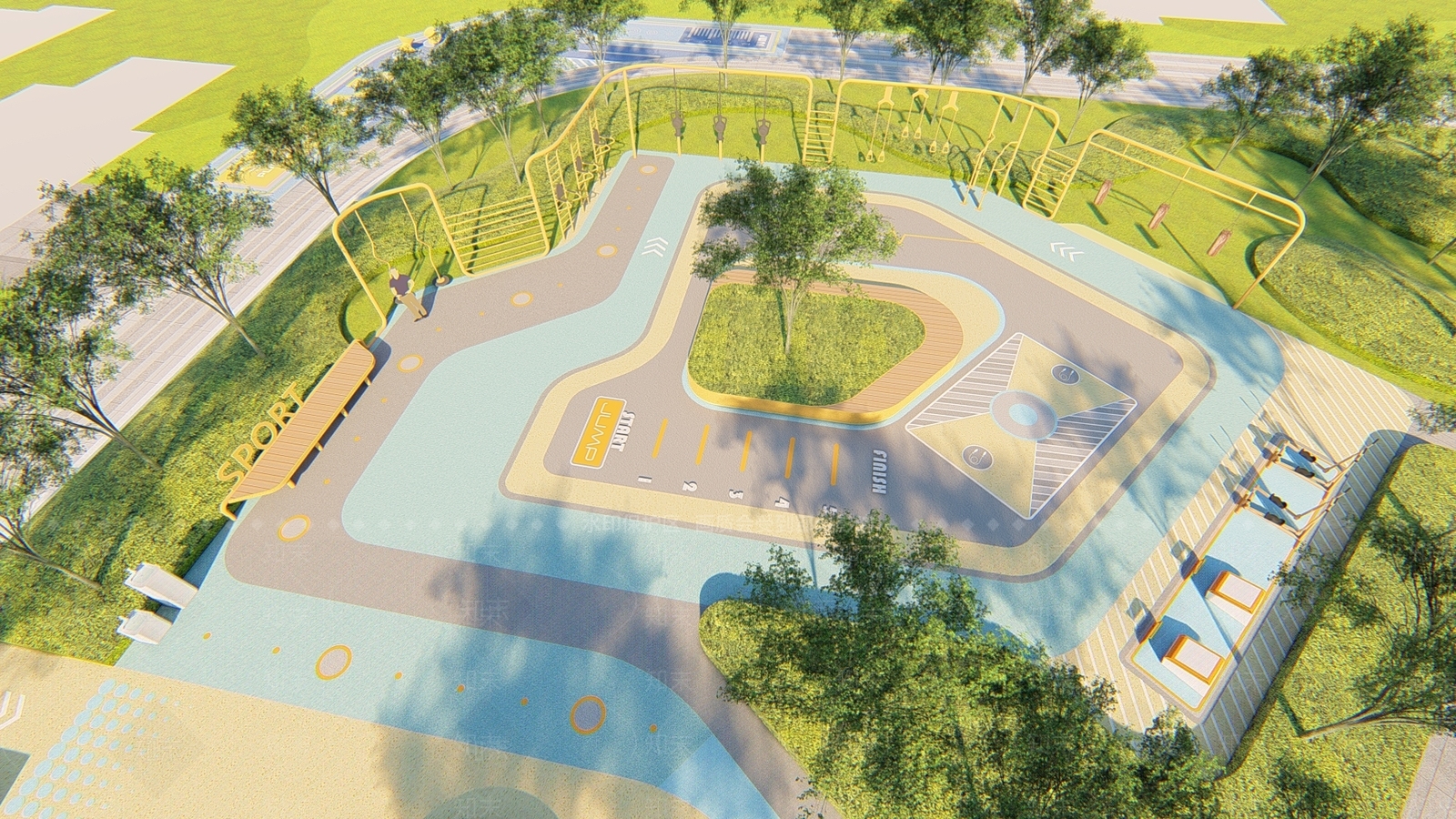 现代新中式小区景观SU模型下载【ID:1200858421】