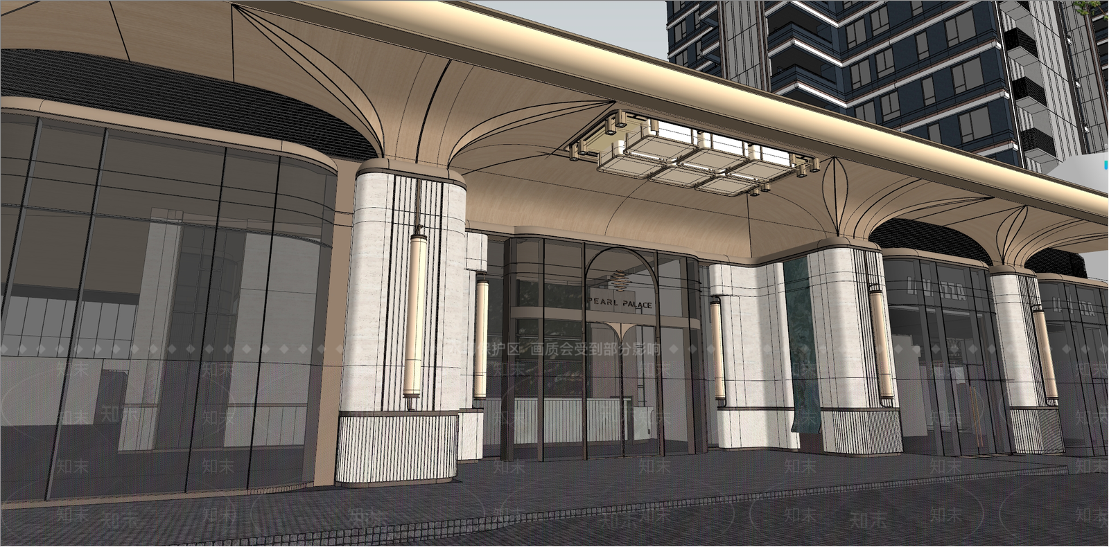 现代小区景观SU模型下载【ID:1200860421】