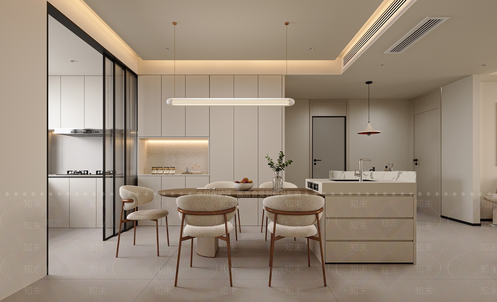 现代开放式厨房3D模型下载【ID:1215189090】