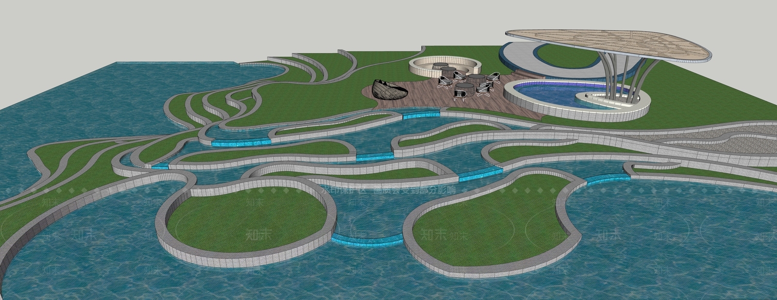 现代景观公园SU模型下载【ID:1200864844】