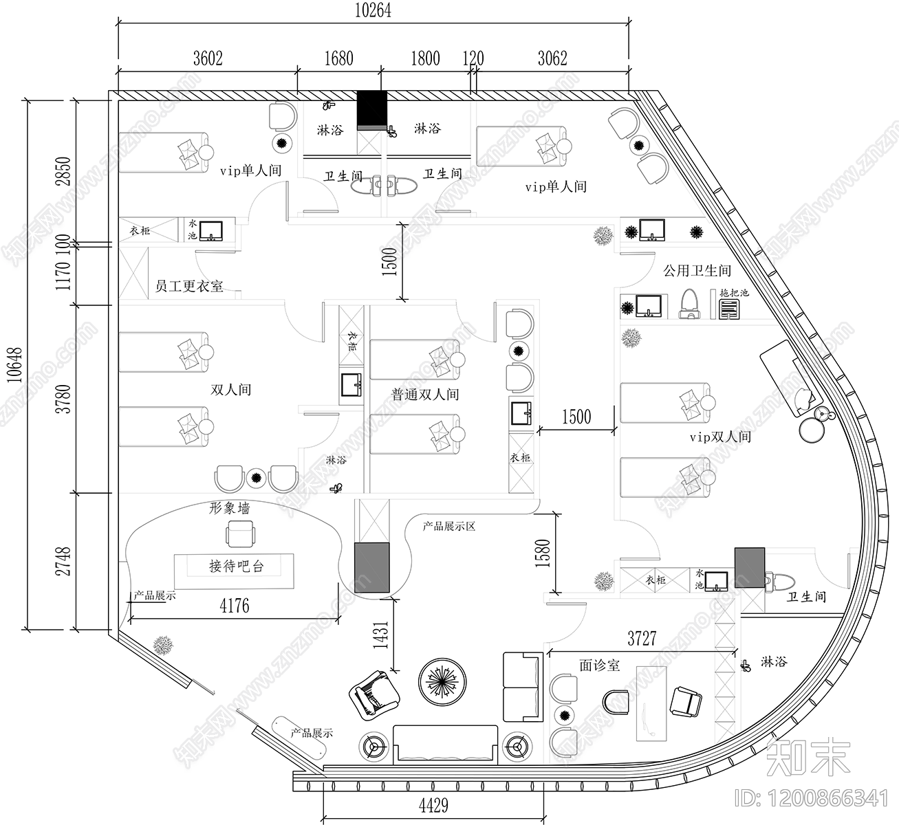 现代侘寂美甲店施工图下载【ID:1200866341】