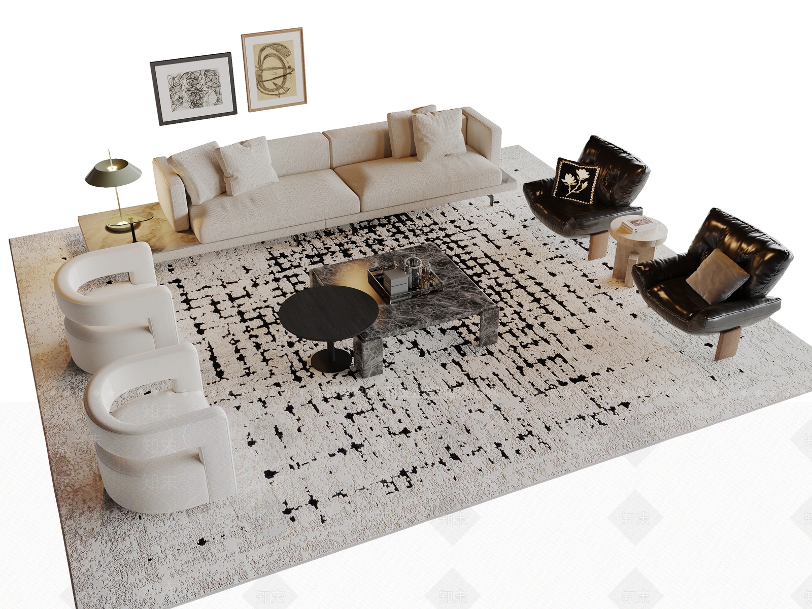 现代多人沙发3D模型下载【ID:1200919327】