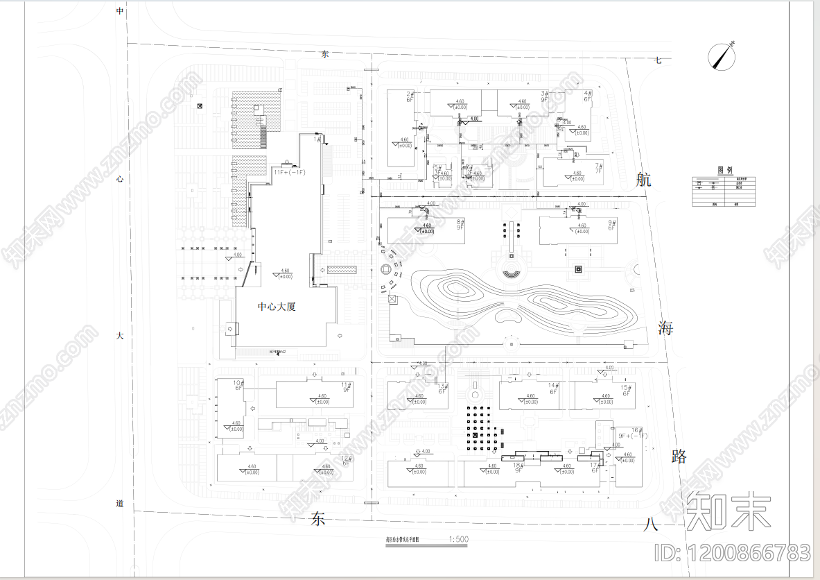 现代产业园建筑cad施工图下载【ID:1200866783】