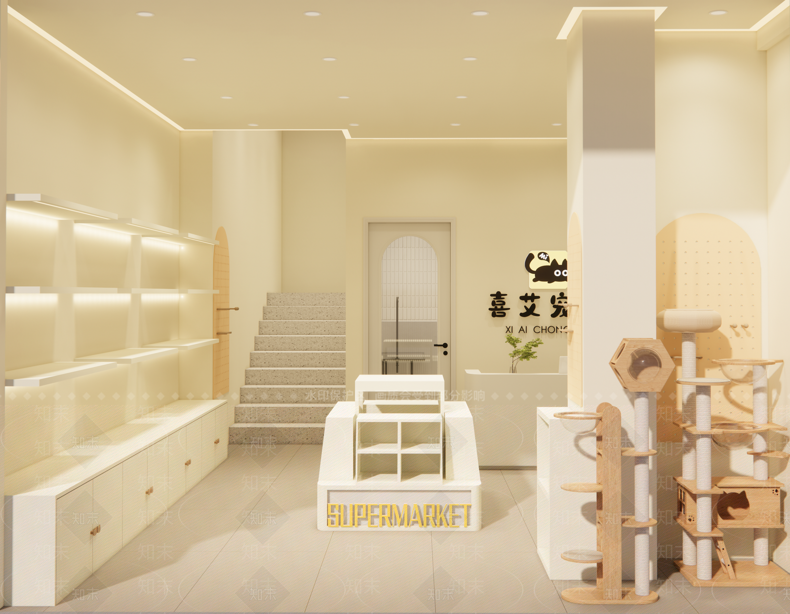 现代奶油宠物店SU模型下载【ID:1200911455】