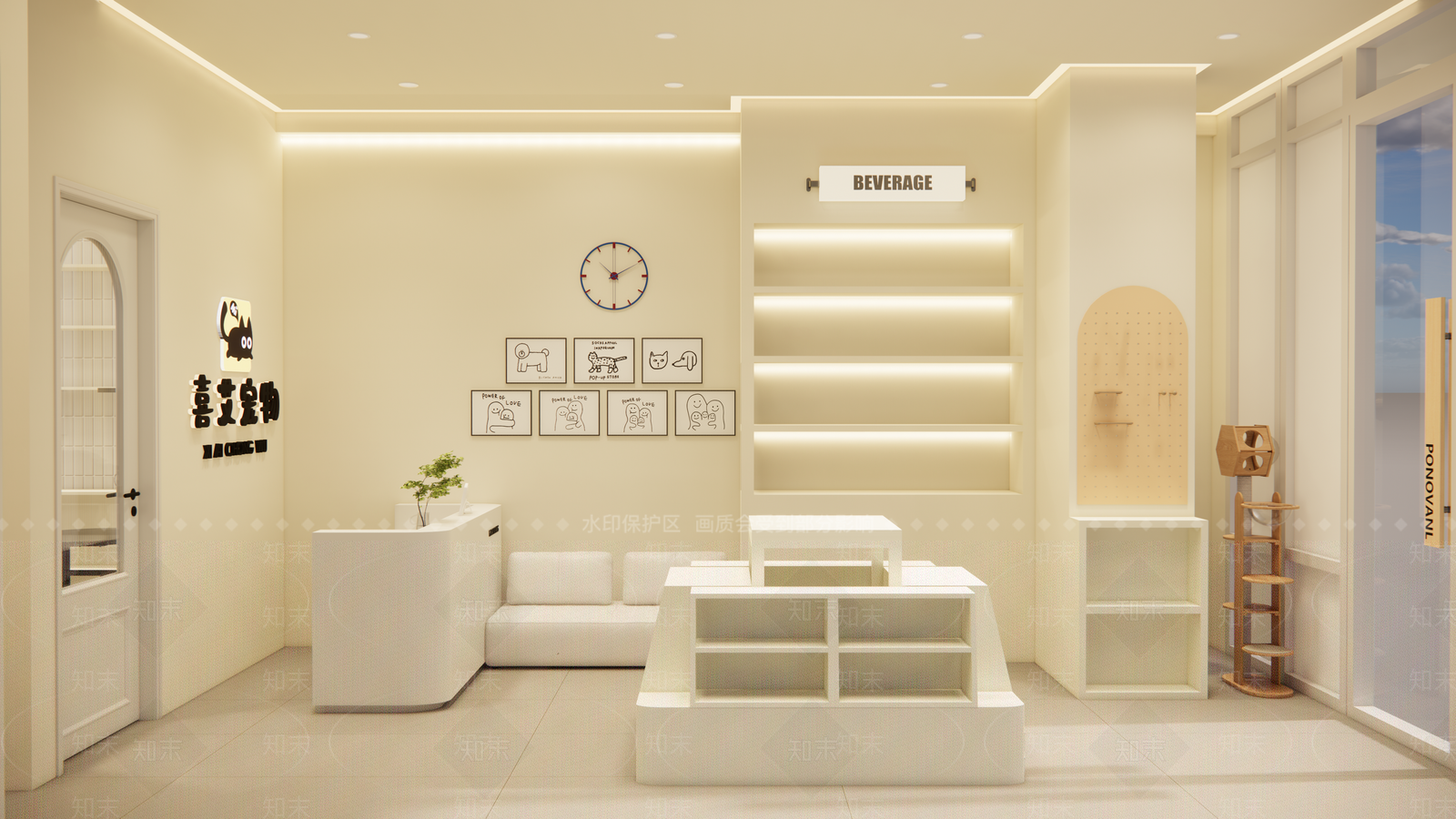 现代奶油宠物店SU模型下载【ID:1200911455】