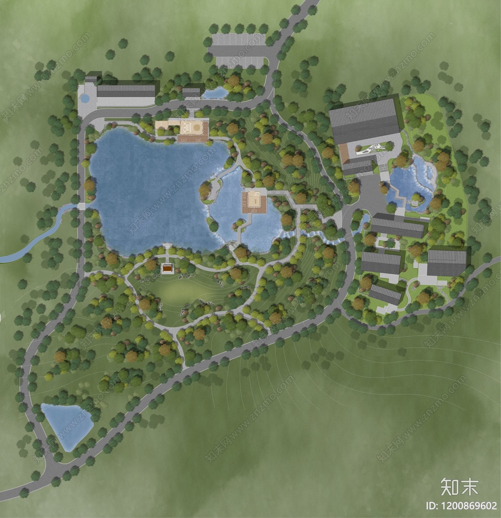 现代新中式公园彩平图下载【ID:1200869602】