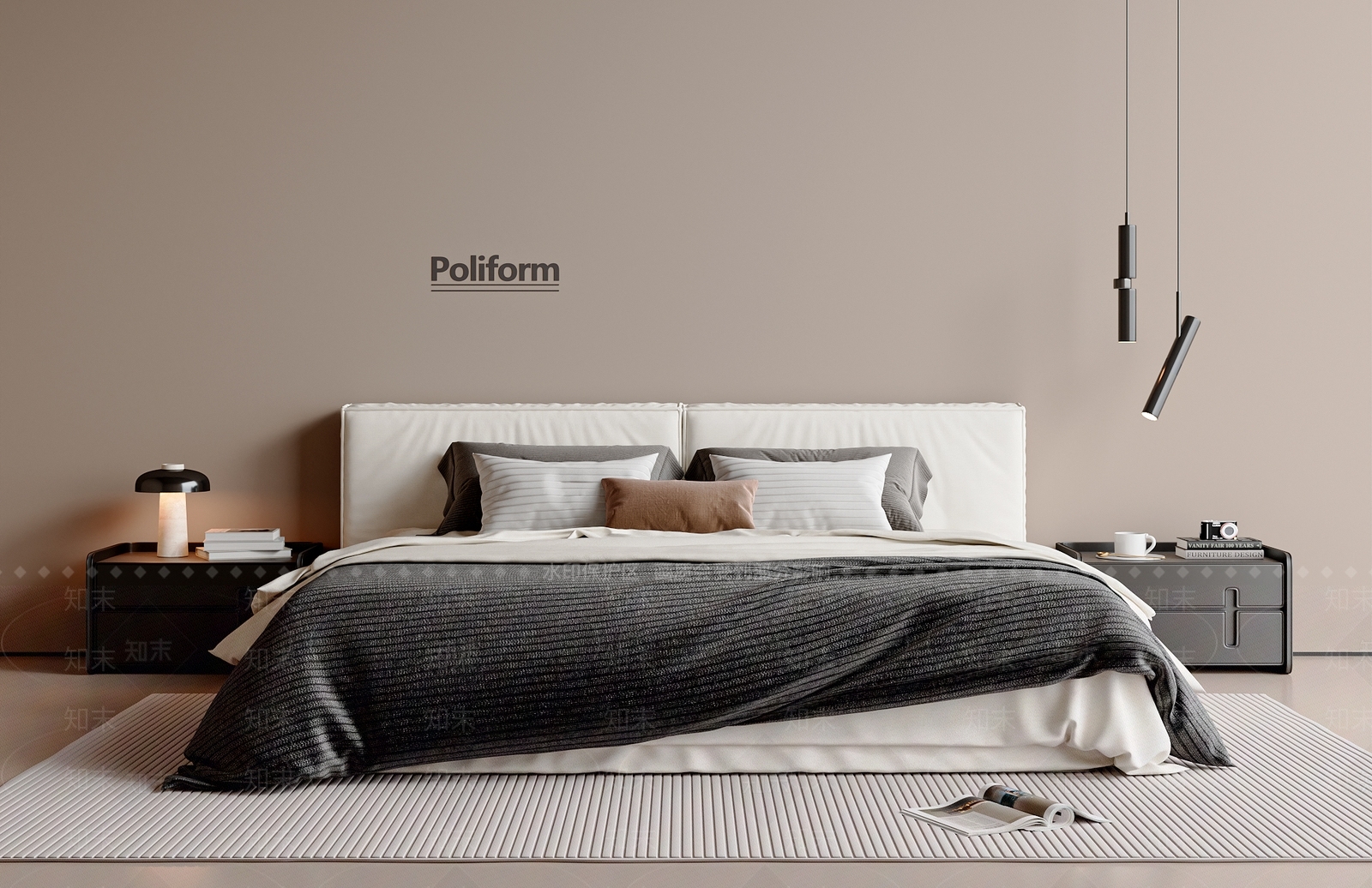 现代双人床3D模型下载【ID:1200871983】