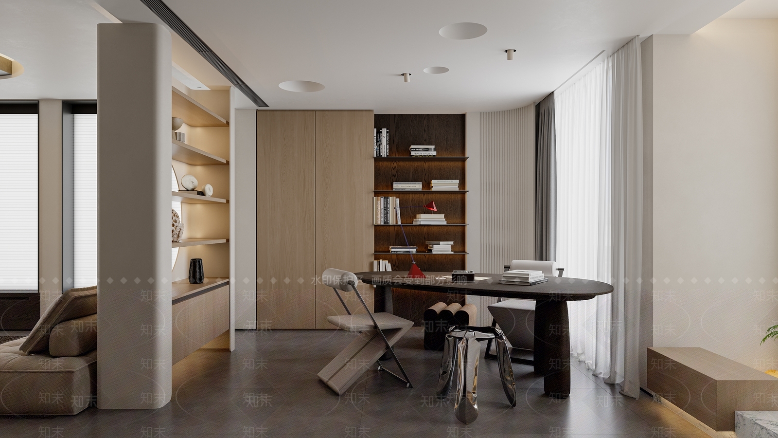 现代开放式书房3D模型下载【ID:1200872450】