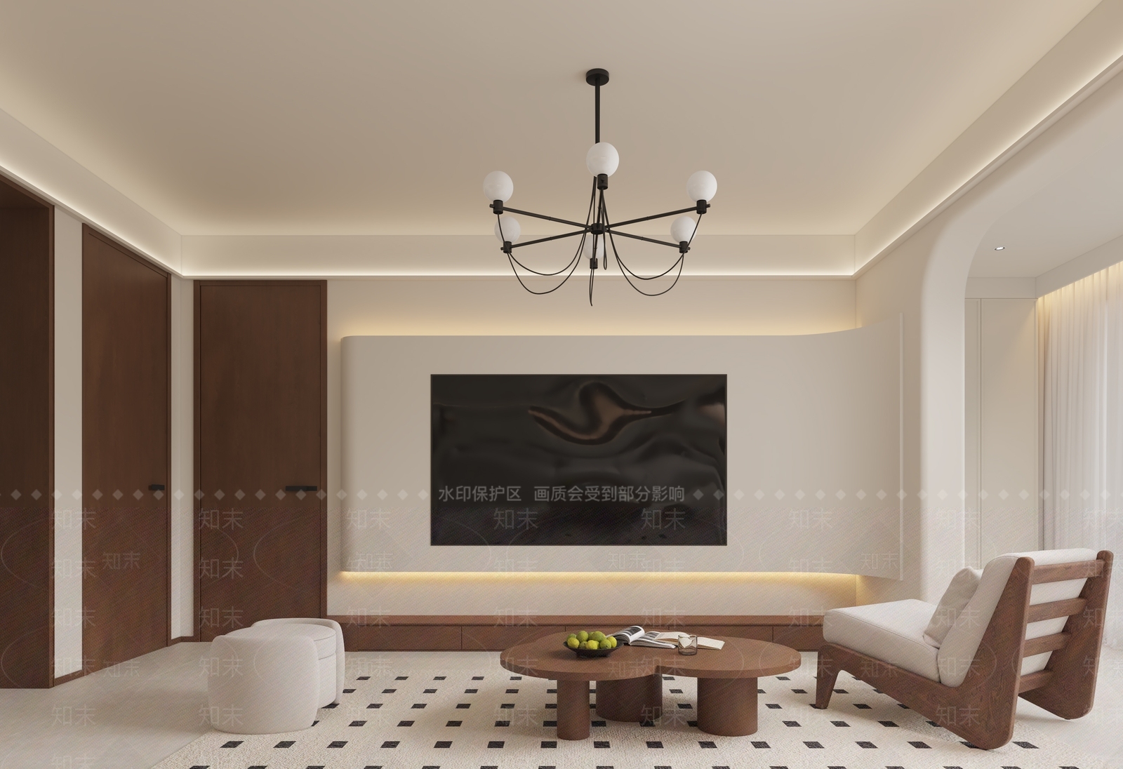 中古奶油家居客厅3D模型下载【ID:1200874679】