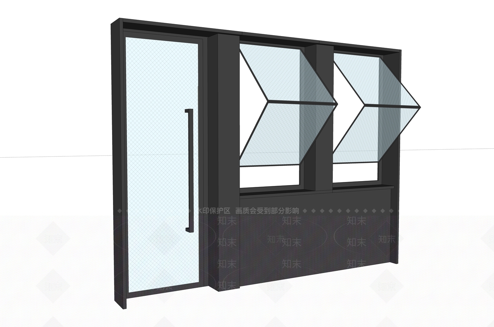 现代门窗展厅SU模型下载【ID:1200874593】