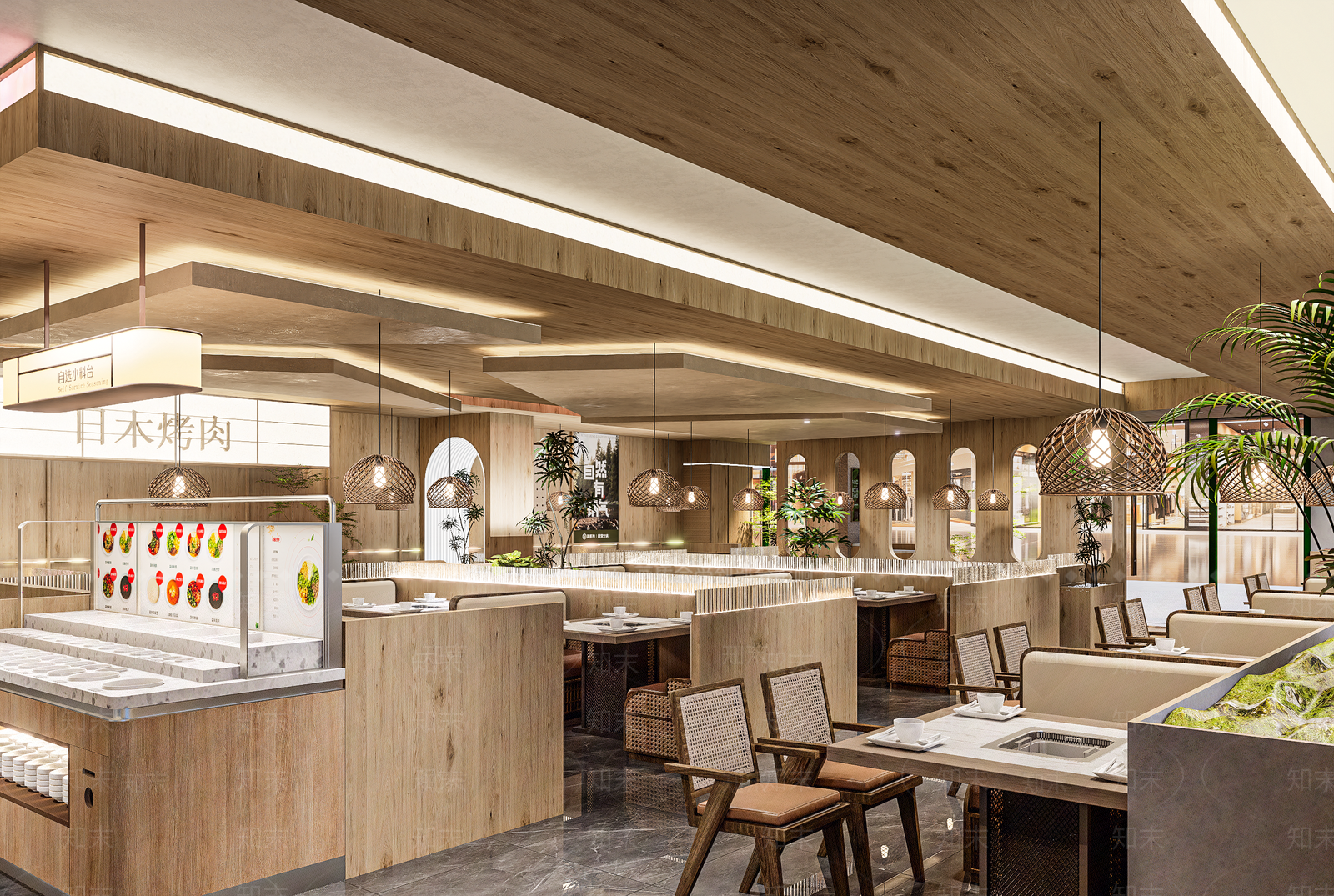 简约侘寂火锅店SU模型下载【ID:1200875308】