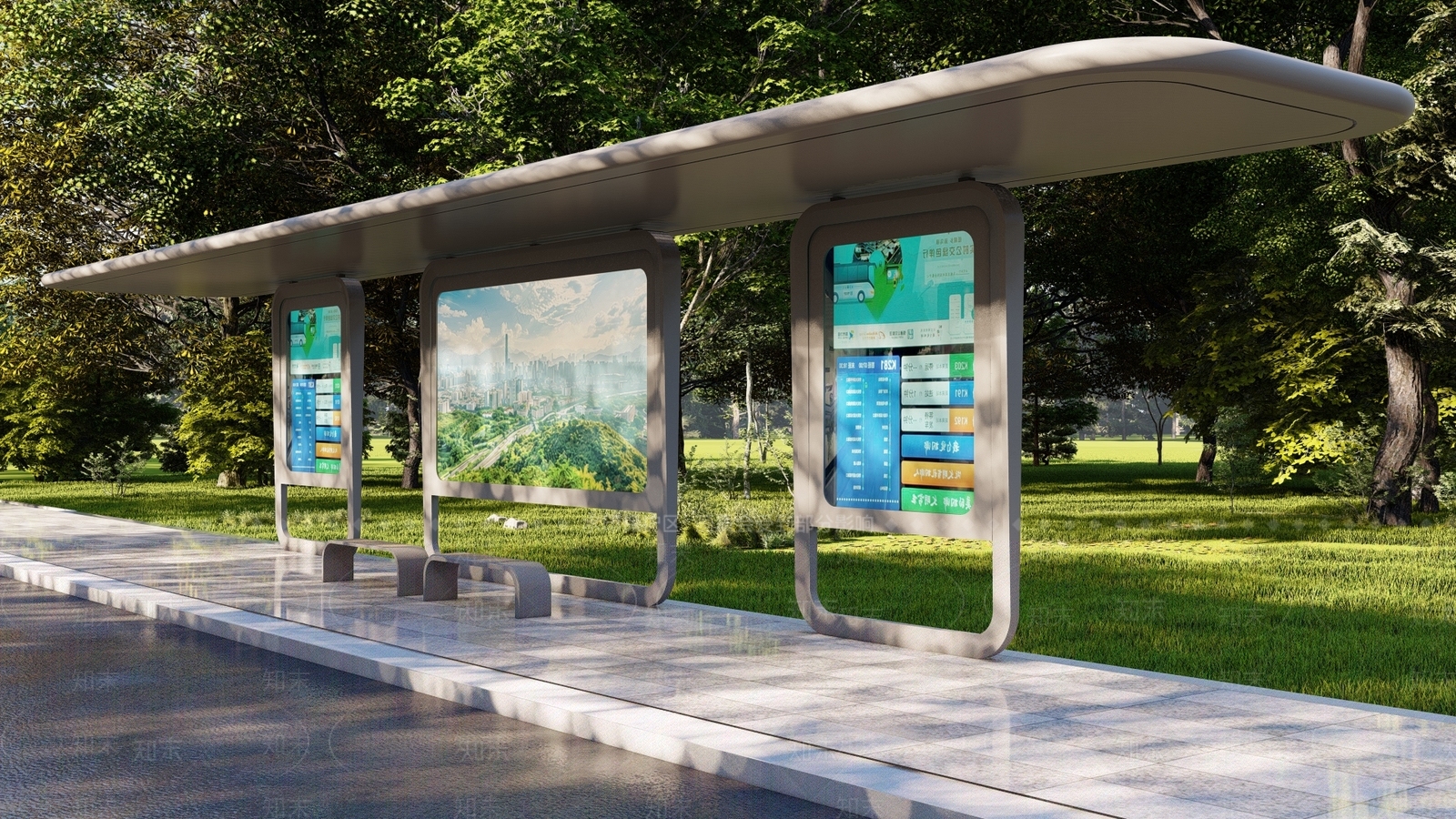 现代简约公交站台SU模型下载【ID:1200875481】