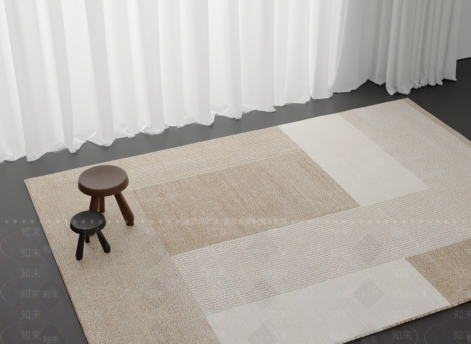 奶油简约地毯SU模型下载【ID:1200878690】