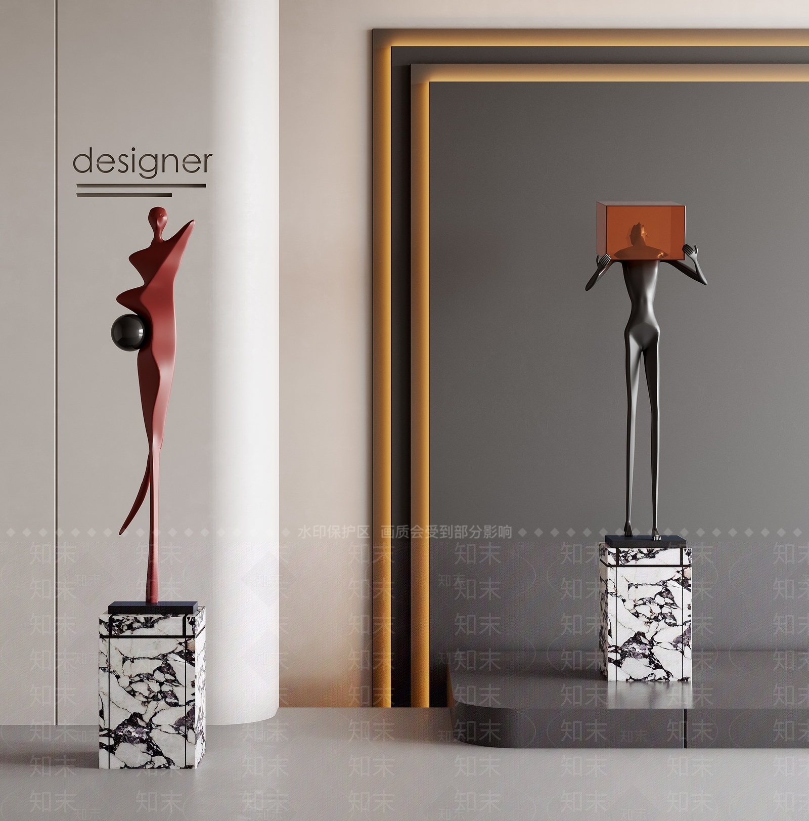 现代意式雕塑摆件SU模型下载【ID:1200878881】