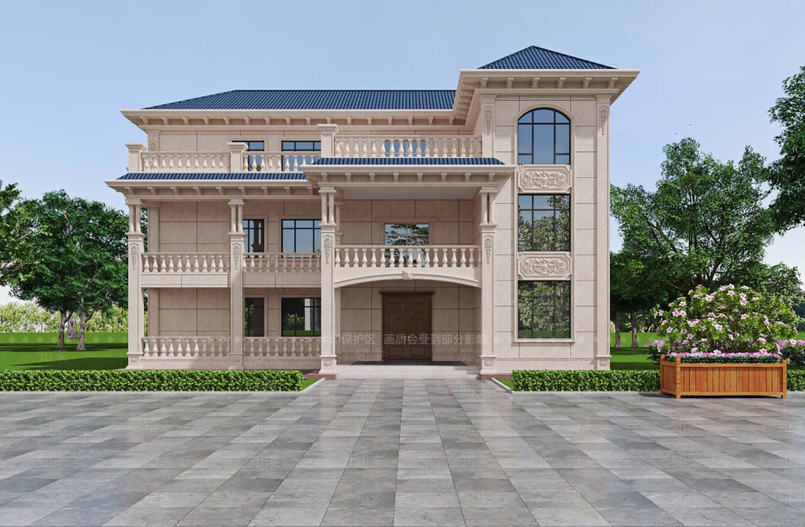 现代别墅外观3D模型下载【ID:1200879108】