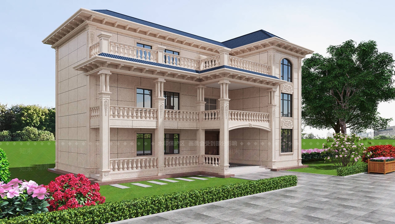 现代别墅外观3D模型下载【ID:1200879108】