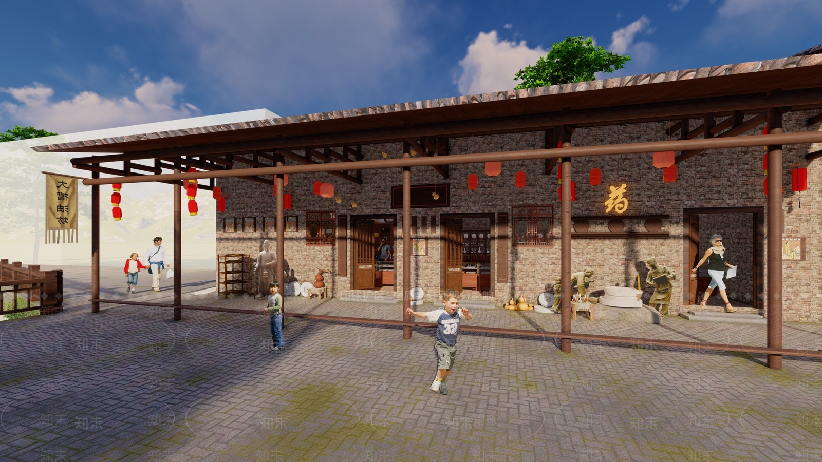 新中式中式古建筑SU模型下载【ID:1200879247】