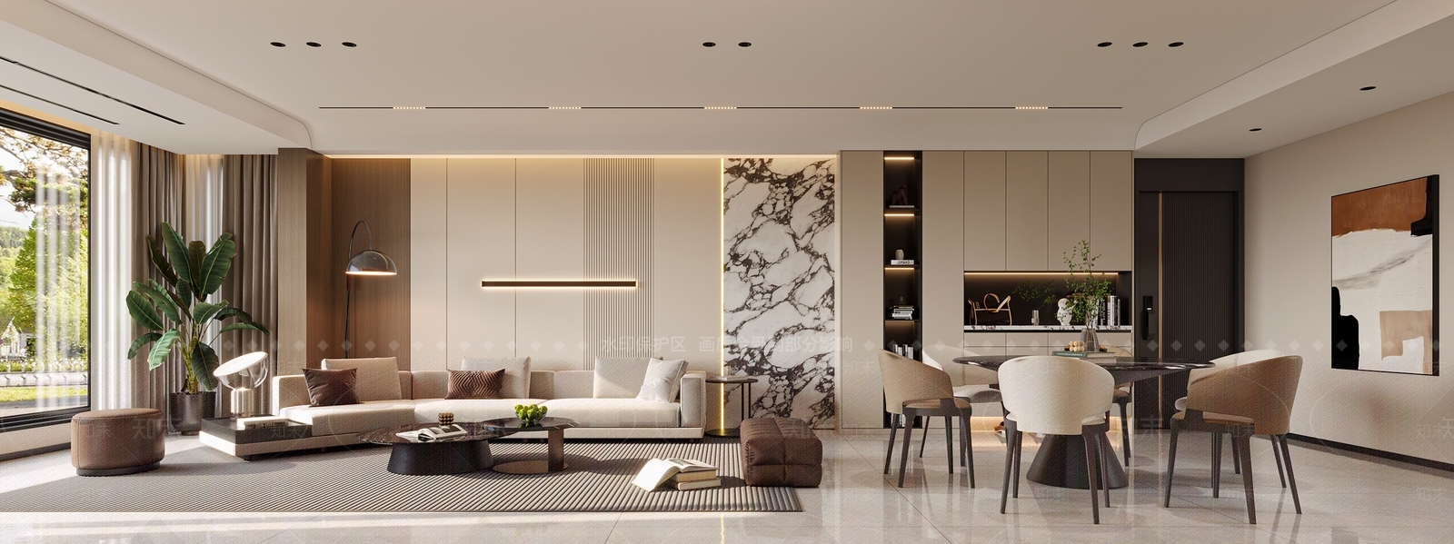 现代简约客餐厅3D模型下载【ID:1200879787】