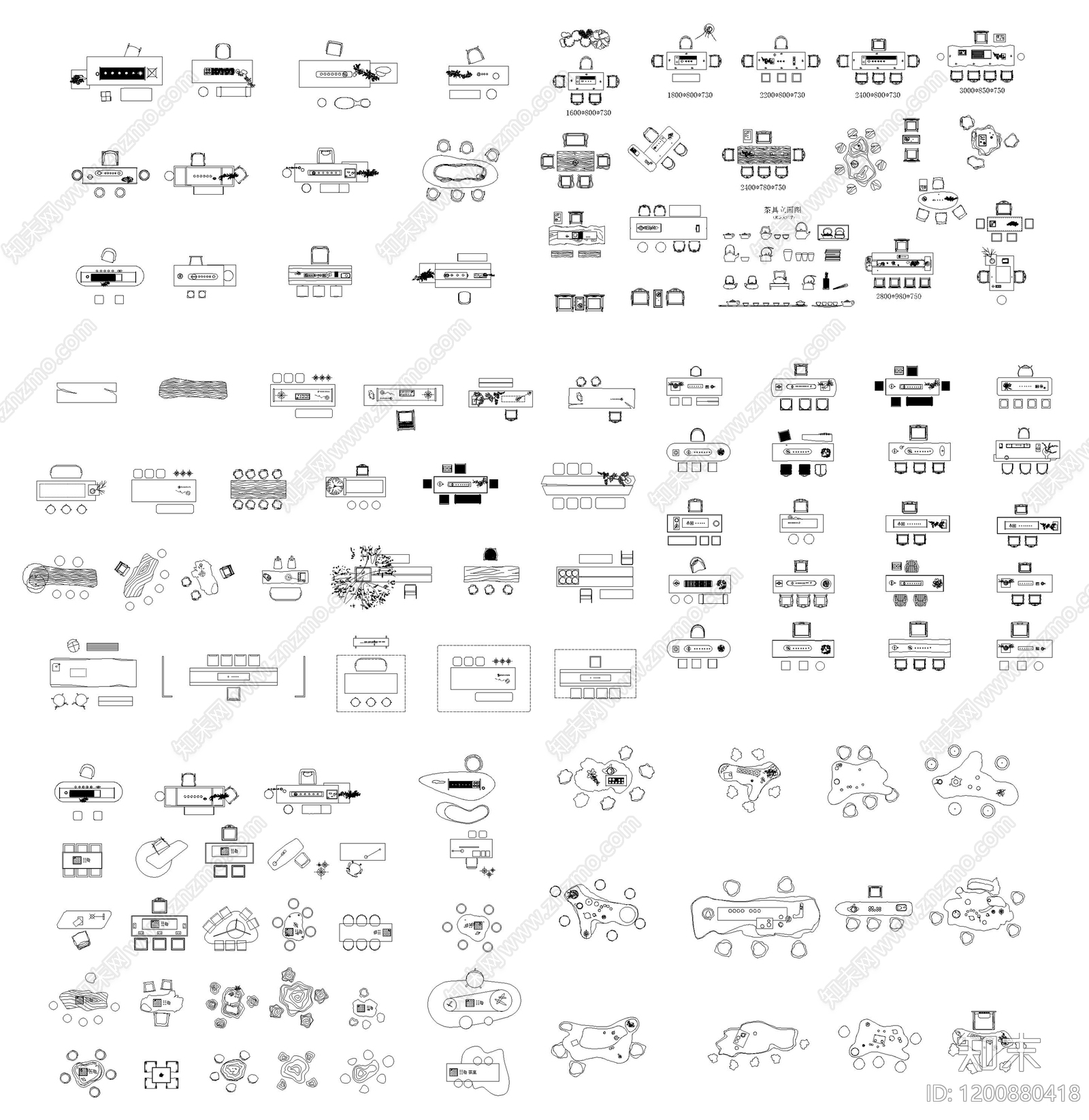 现代桌椅施工图下载【ID:1200880418】