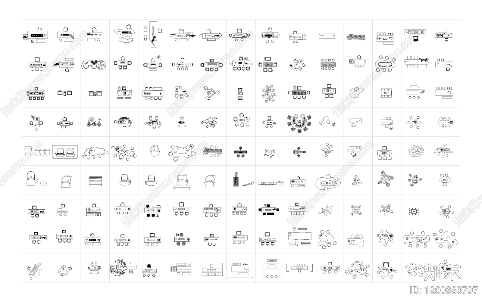 新中式中式桌椅施工图下载【ID:1200880797】