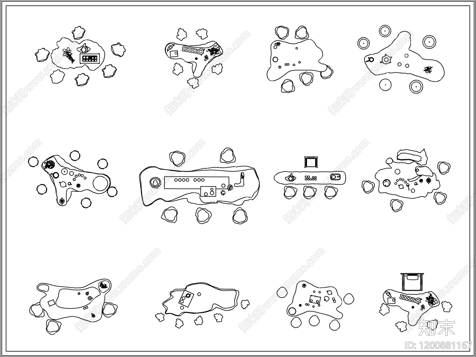 中式新中式桌椅施工图下载【ID:1200881167】