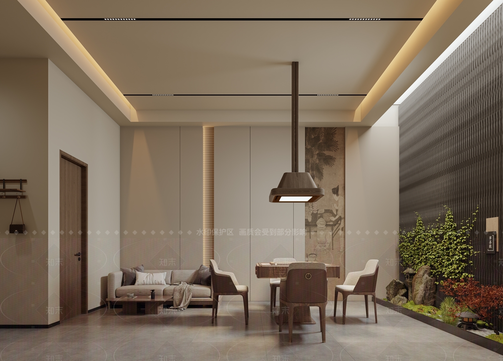 新中式酒店客房3D模型下载【ID:1215189376】