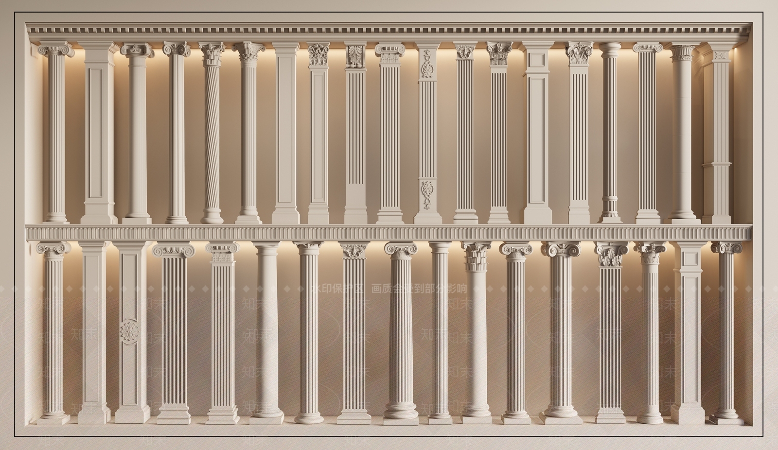 欧式柱子SU模型下载【ID:1200882402】