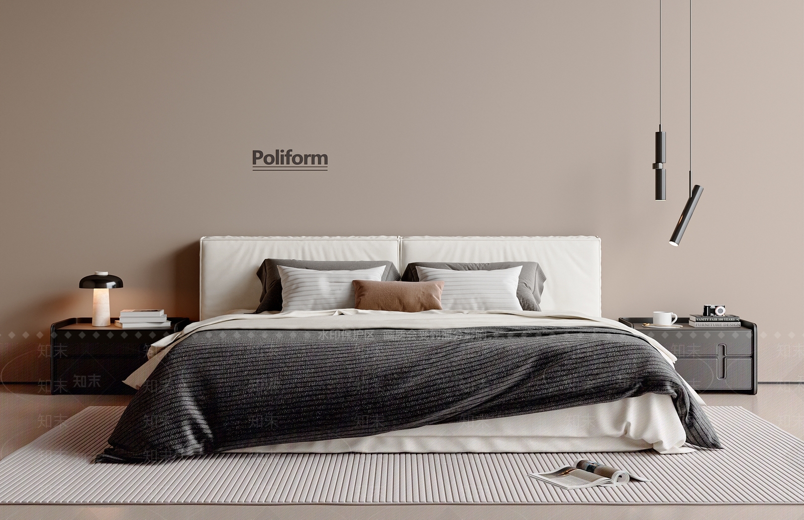 现代简约双人床SU模型下载【ID:1200882479】
